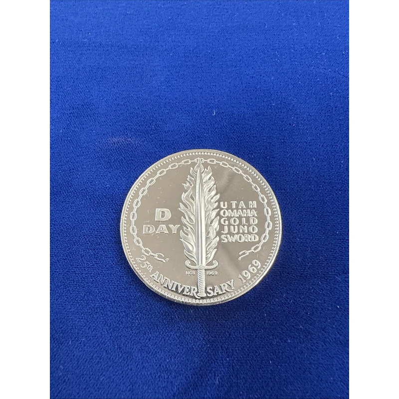 

D-Day 1968 Commemorative Coin, WWII Memorial Silver Medal, Historical Military Anniversary Collectible