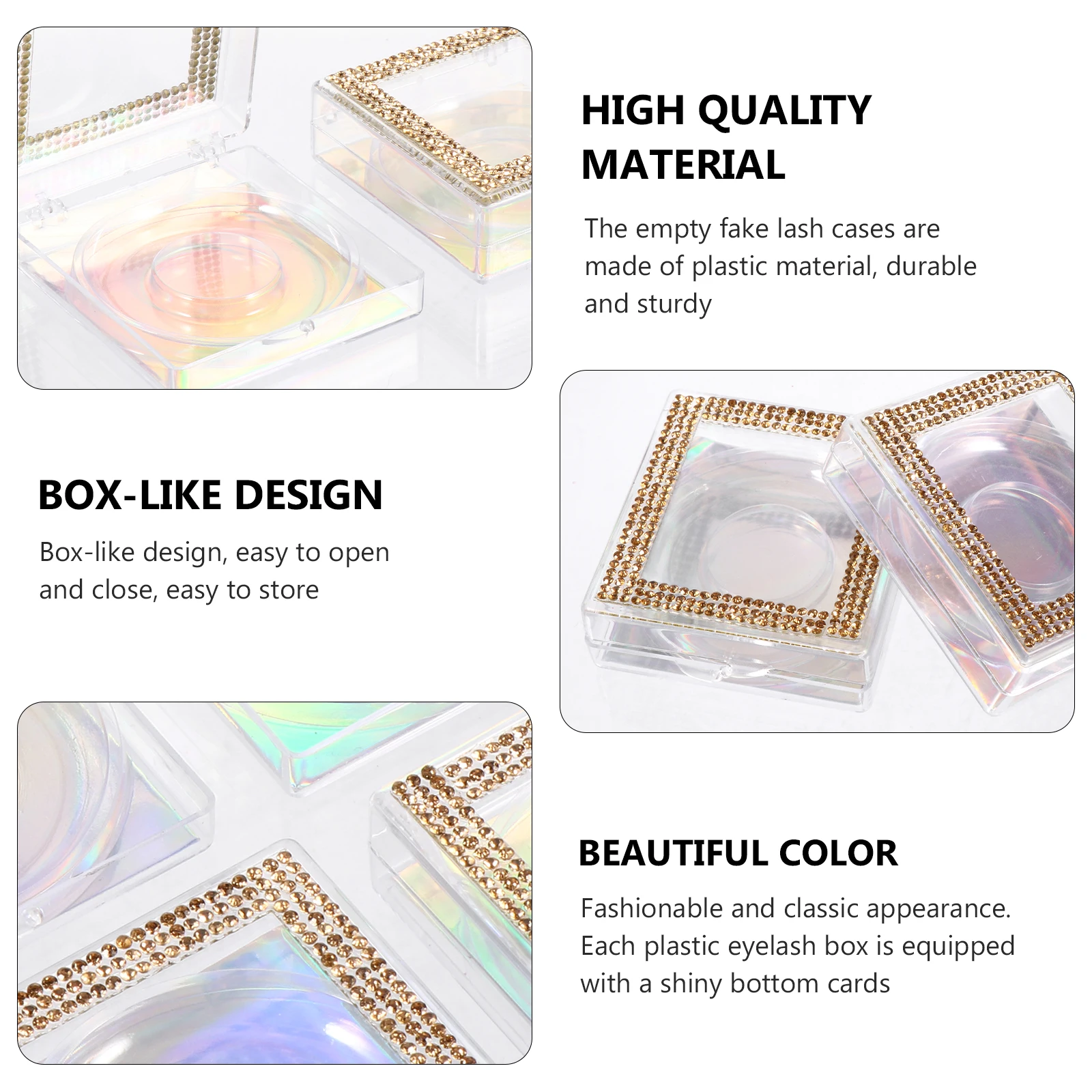 

6pcs False Packaging Box Glitter Rhinestone Storage Cases Plastic Lash Holder Eyelash Organizer Empty Eyelash Case Container Box