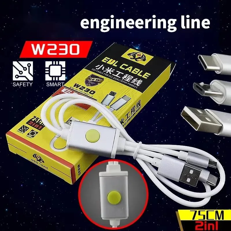 OSS W230 For Xiaomi EDL Deep Flash Cable 75cm Micro USB Type-C Engineering Cable with Switch 9008 Mode Tool Fast Charging Line