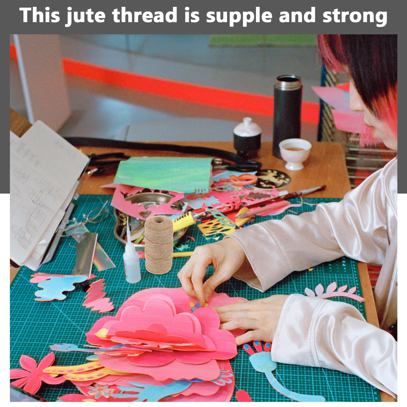 

1 Roll Natural Jute Twine Heavy Duty Garden Rope for Craft DIY Projects Gift Baskets Decoration Binding Cord for Door Window