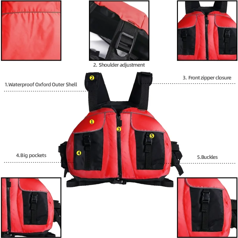 Approved Water Lightweight Lifejacket for Children and Adult, Buoyant Aid, Safe Buckle, Swimming kayaking Vest 50lbs- 300lbs