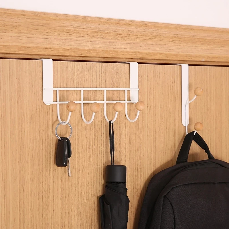 Clothes Hat Hanging Hooks Durable Punch-free Storage Rack For Home Living Room Bedroom Over The Door Sundries Sorting Rack