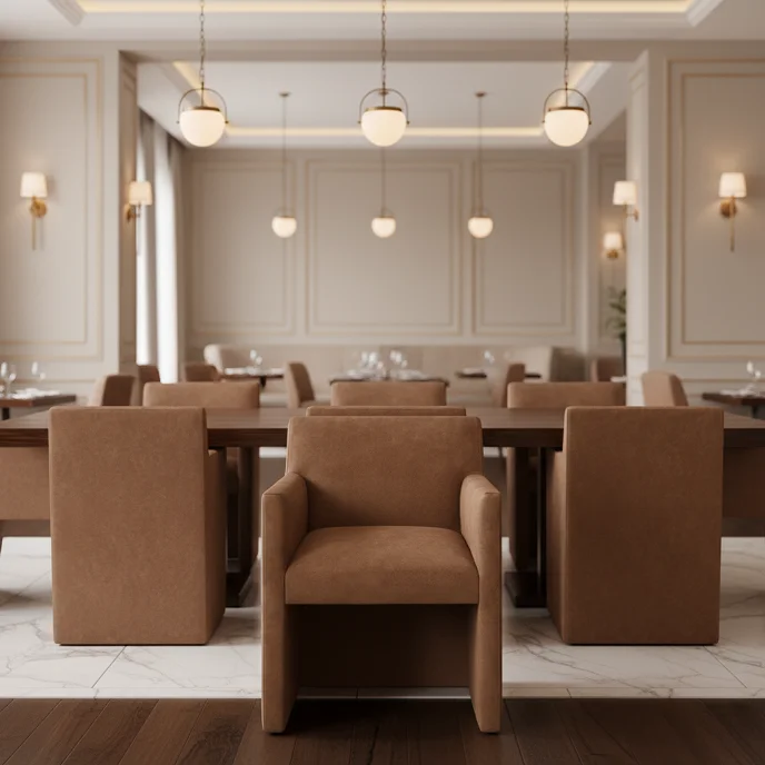 # Restaurant Leather Chairs Luxury Track Arm Leather Dining Armchairs