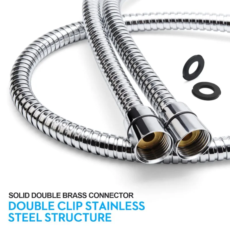 1/2 Pitch Universal Bathroom Shower Hose, Stainless Steel Shower Pipe, Electroplated Metal Explosion-proof hose