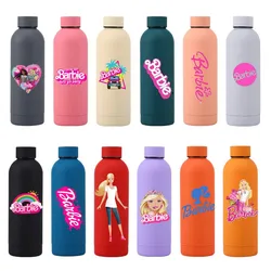 500Ml Barbie 304 Stainless Steel Water Cup Anime Cartoon Princess Sports Car Bottle Portable Thermos Cup Cold Water Bottles