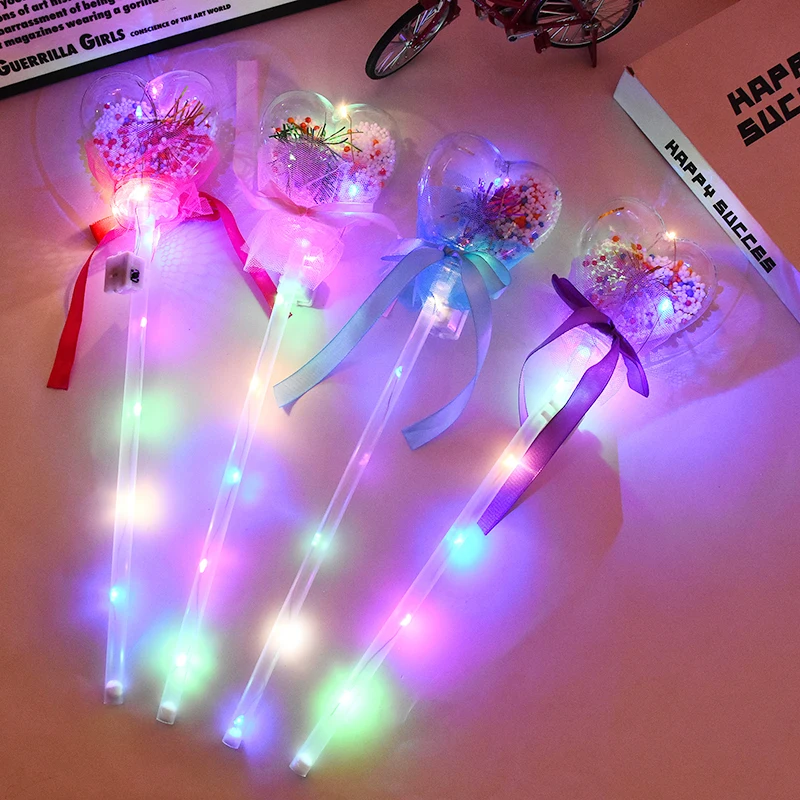 1Pc Fairy Stick LED Glow Star Love Wave Ball Magic Stick Sparkling Bobo Ball Children's Glow Toy Party Supplies Favors Kids Gift