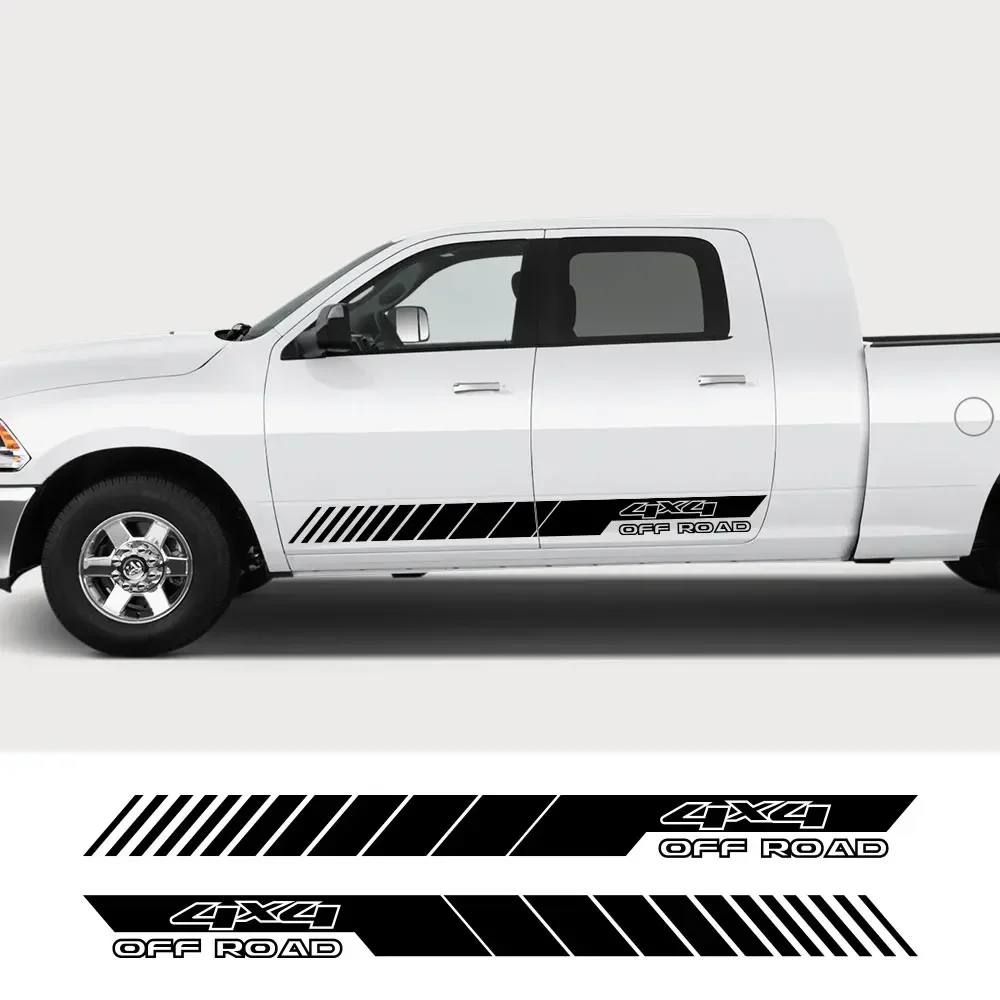 

2 шт. наклейки-полоски на боковые пороги автомобиля, виниловые наклейки для пикапов 4x4, внедорожные аксессуары для Dodge Ram Rebel 1500 2500 3500