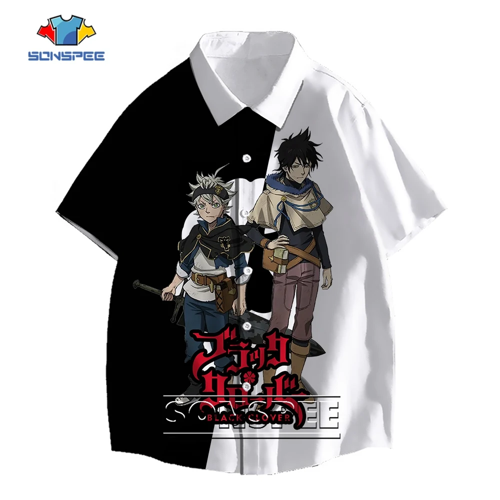 

SONSPEE Black Clover Author Shadow Butterfly 3D Printing Shirt Men Women's Oversize Anime Graphic Streetwear Short Sleeve Tops