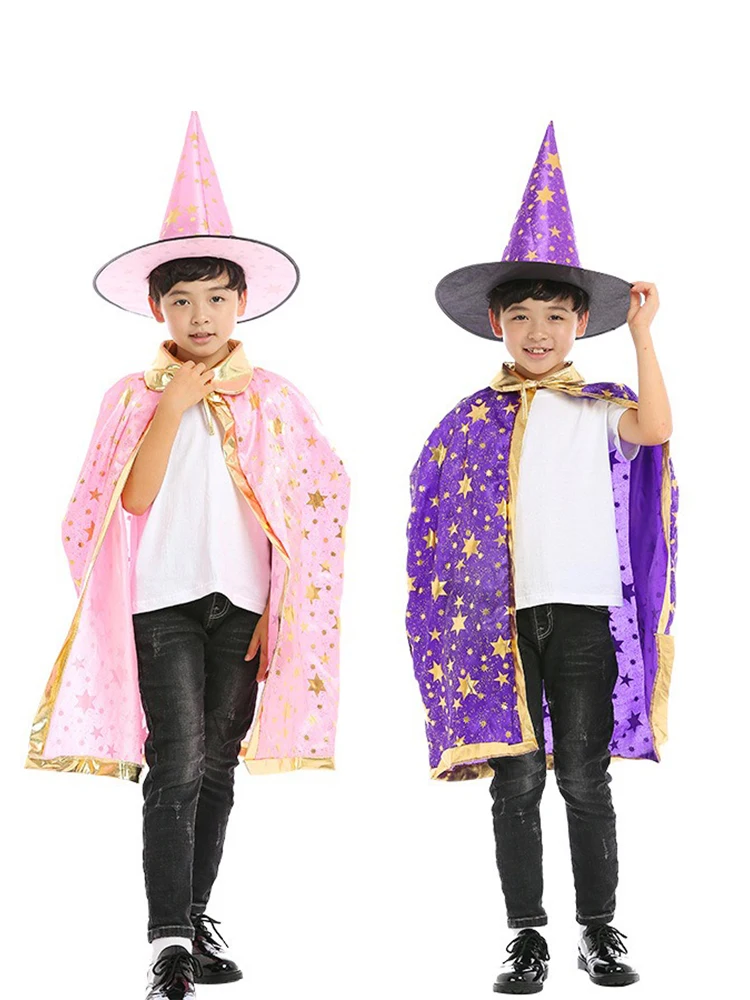Children's Halloween Show Witch Demon Costumes Kid's Cloak Five-Star Cloak Magician's Cloak Makeup Ball Stage Costumes