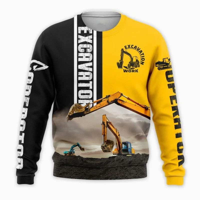 New Worker Excavator Equipment instrument Streetwear Harajuku Fashion 3D Print Hoodies/Sweatshirt/zip Hoodies V-5487