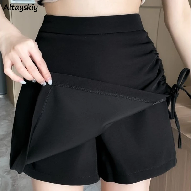 

Mini Black Skirts Women Irregular Summer Sexy Hotsweet Shirring Designed Chic Streetwear Hip Hop Cool Personality Pure Faldas