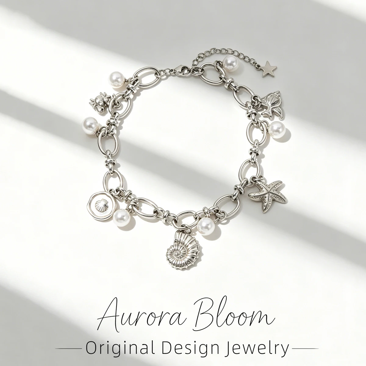 

AURORA Ocean Style Conch Starfish Pendant Bracelets For Women's Stainless Steel Bracelet Women's Hand Bracelet Wrist Jewelry