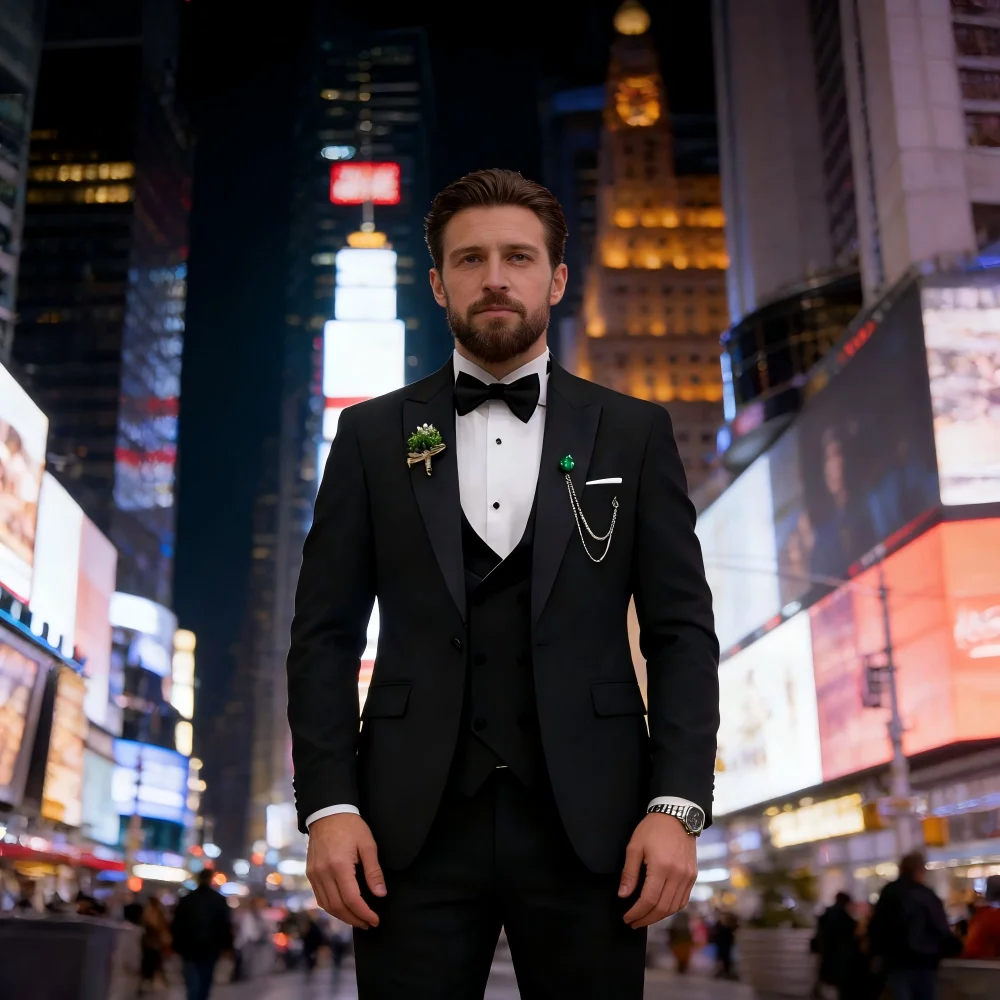 

Men's Elegant Rose Red Groom Tuxedos, Business Suits, Slim Fit Blazer, Double Breasted Vest Pants for Wedding Party, 3 Pieces