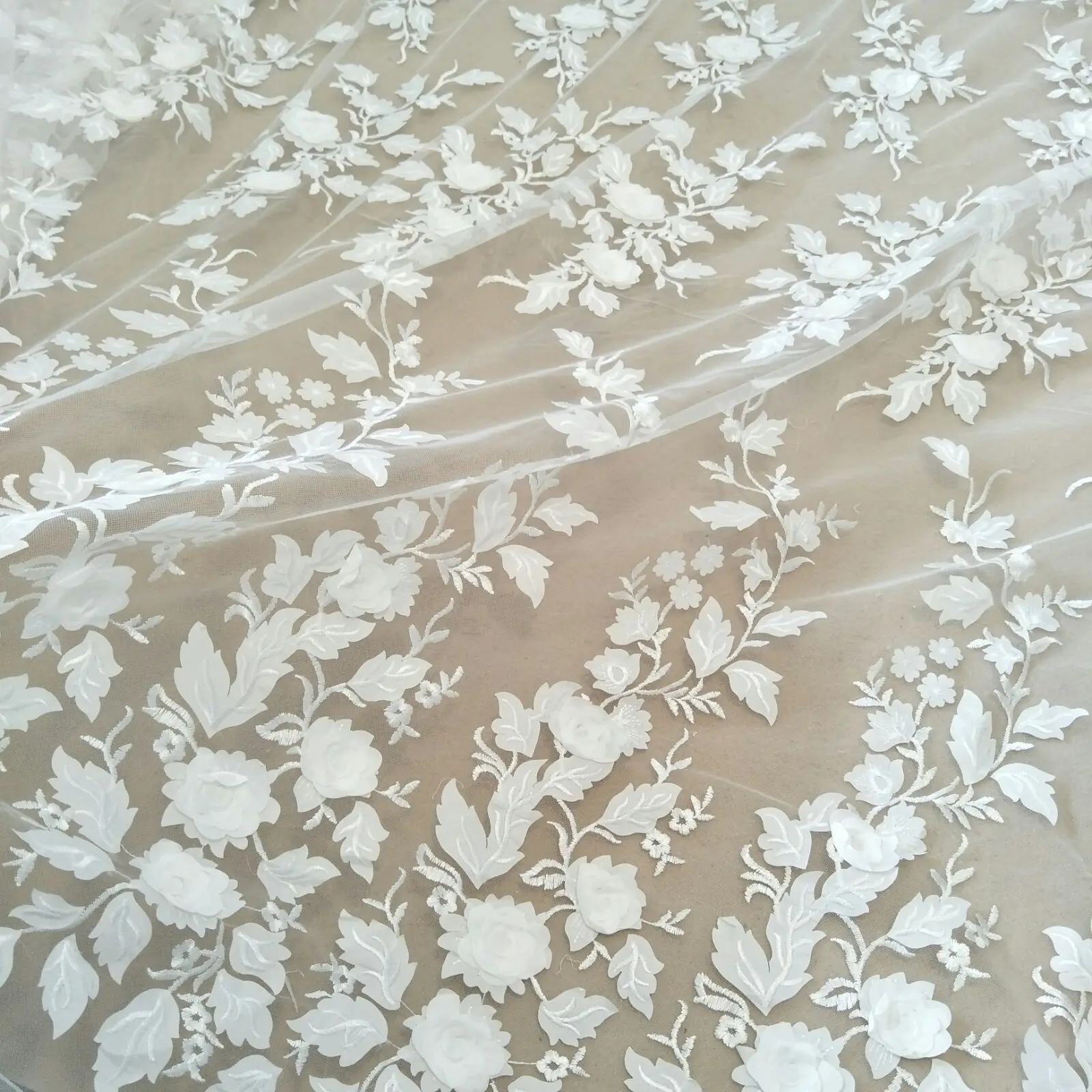 2024 Flowers 3d lace wedding dress designer special diy lace fabric 130cm wide sold by the yard