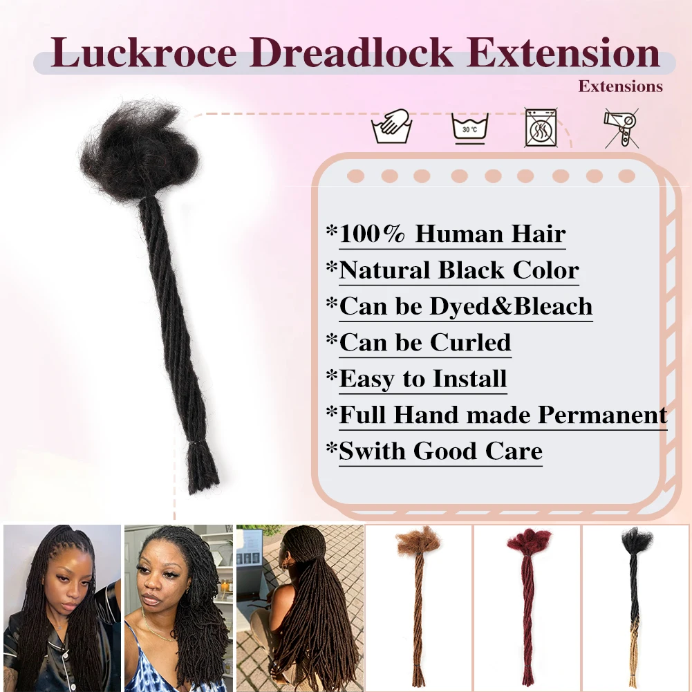 Dreadlocks Cheveux humains vierges brésiliens, 10 mèches, tresse au crochet, extensions de cheveux, 0.2cm, tresse crépue Microlocks