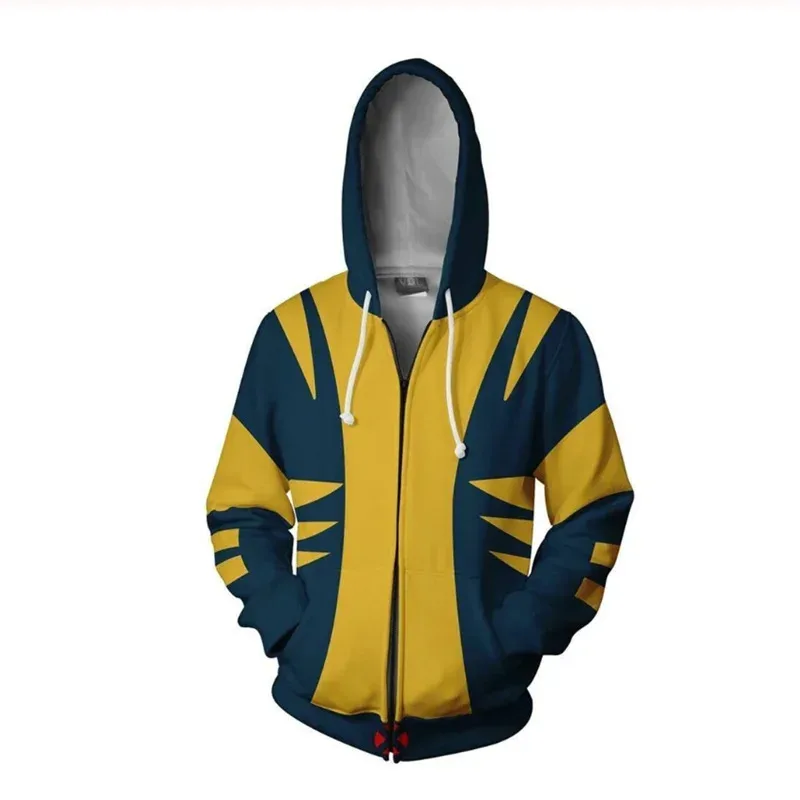 엑스맨 울버린 코스프레 의상 3D 후드티 스웨트셔츠 엑스맨 재킷 스트릿웨어 지퍼 긴팔 옷 로건 하울렛