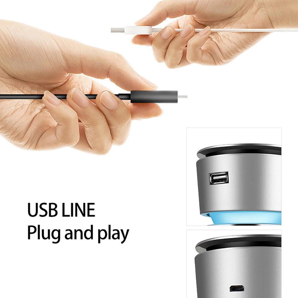 منقي هواء محمول لتنقية السيارة، منقي هواء السيارة المؤين لمزيل الغبار والرائحة والدخان لمكتب غرفة نوم السيارة