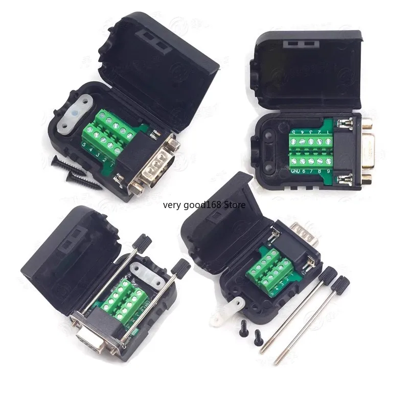 1PCS DB9-pin Solderless Connector RS232/485 Adapter Board 9P Serial Port COM Port Solderless Male and Female Plugs