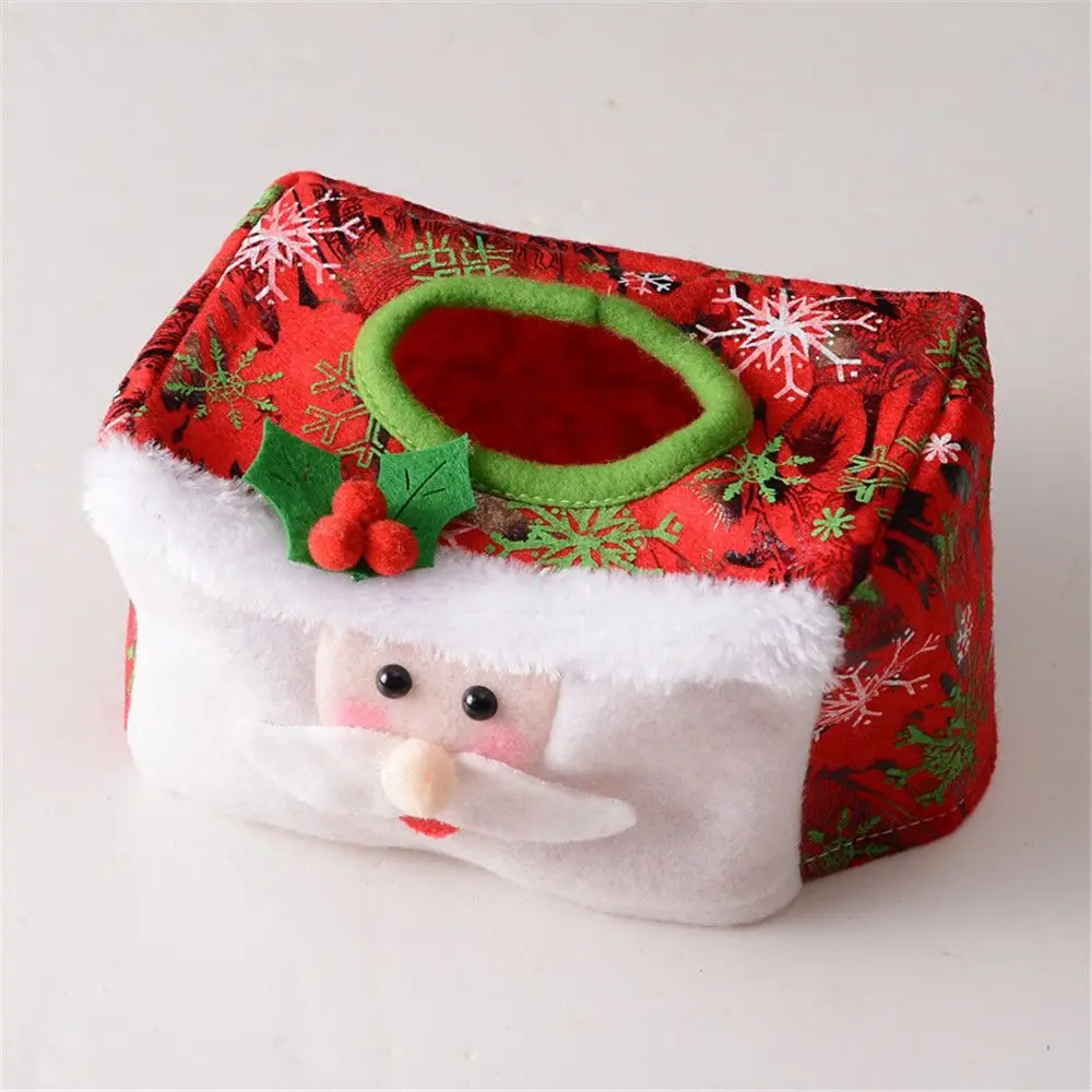 Snowman Merry Christmas Xmas Ornament Tissue Box Christmas Table Decor Storage Box Cover Napkin Holder