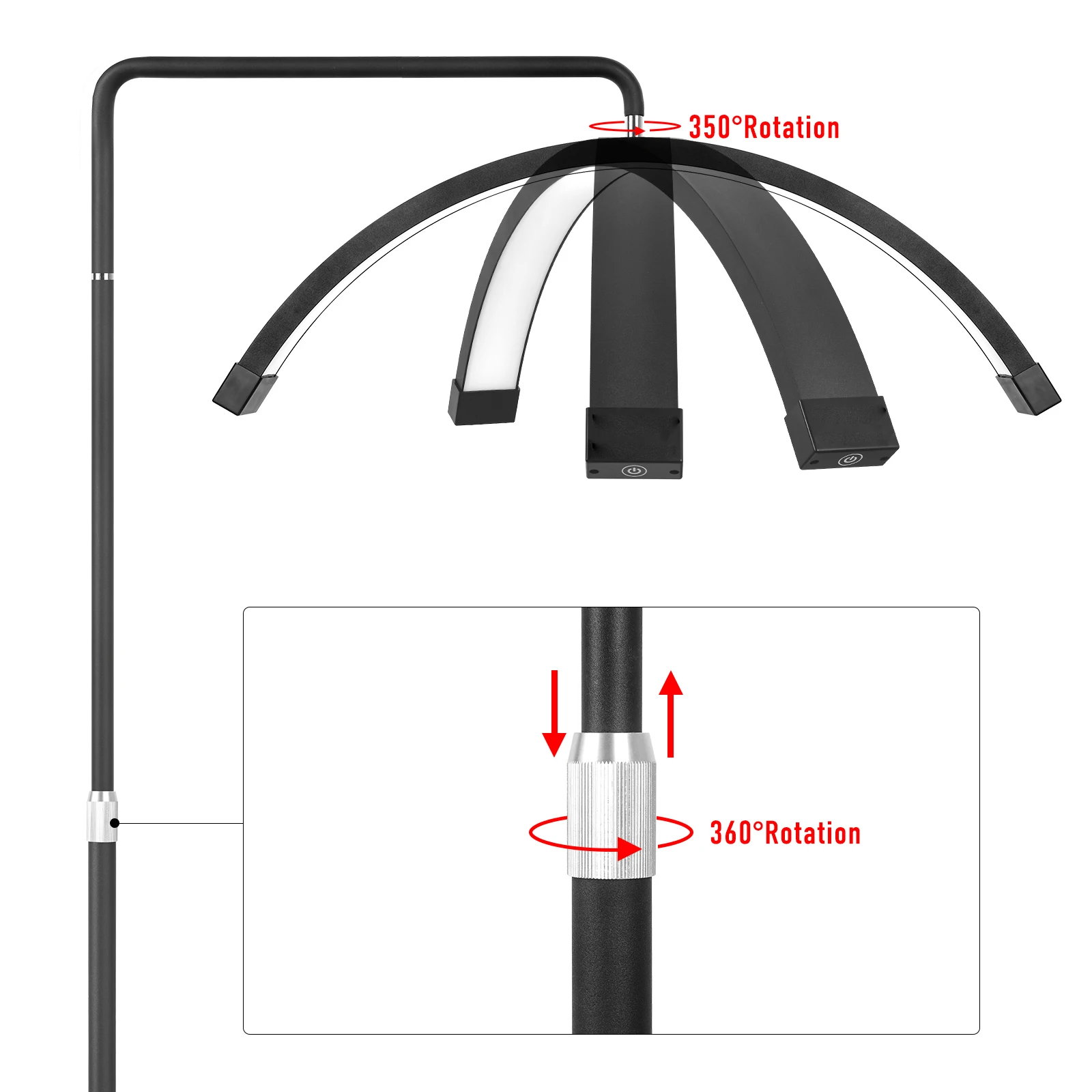 Imagem -02 - Fosoto-half-moon Led Video Light com Tripé de Chão para Cílios Tattoo Beauty Salon 25 Ft-y9ii 35w