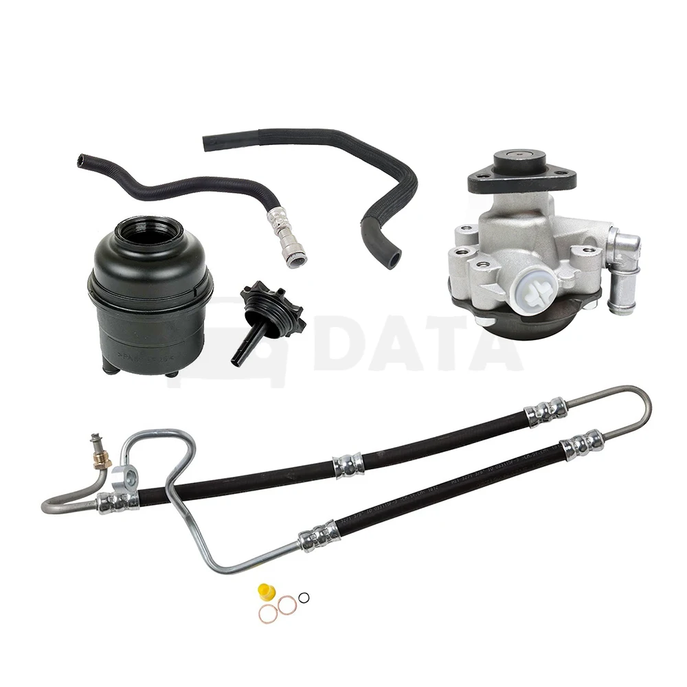 DATA Power Steering Pump + Hoses + Reservoir with Cap for BMW E46 325i 330i (01-05)