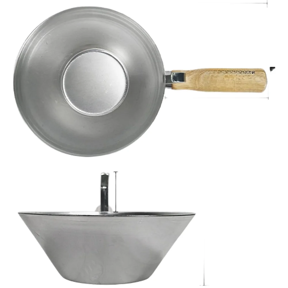 Silver Galvanized Iron Cement Bowl With Wooden Handle For Holding Paint And Building Materials Construction Tool