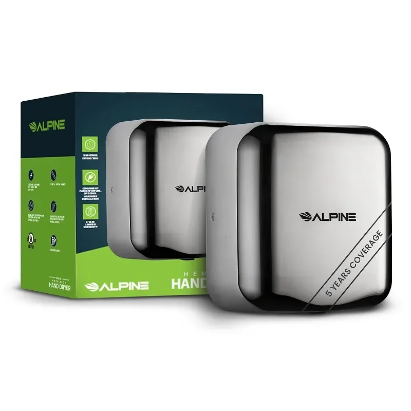 

Alpine Bathroom Automatic Hand Dryer Stainless Steel Electric Hand Dryer, Plug-in and Corded, with Air Filter