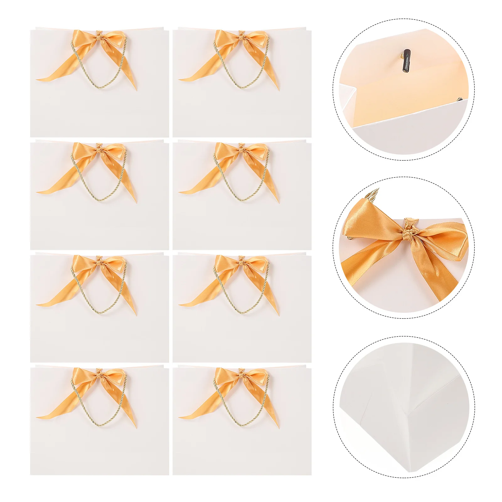 

8 шт. бумажных пакетов для упаковки ювелирных изделий, подарочные пакеты с бантом, прочные, легкие, портативные, с плоским дном, для хранения подарков