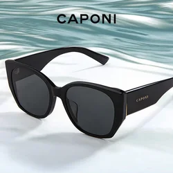 CAPONI Brand Women Black Shades Polarized New Design Acetate Sunglasses Fashion Trendy Style Sunglass UV400 Protection CP24066