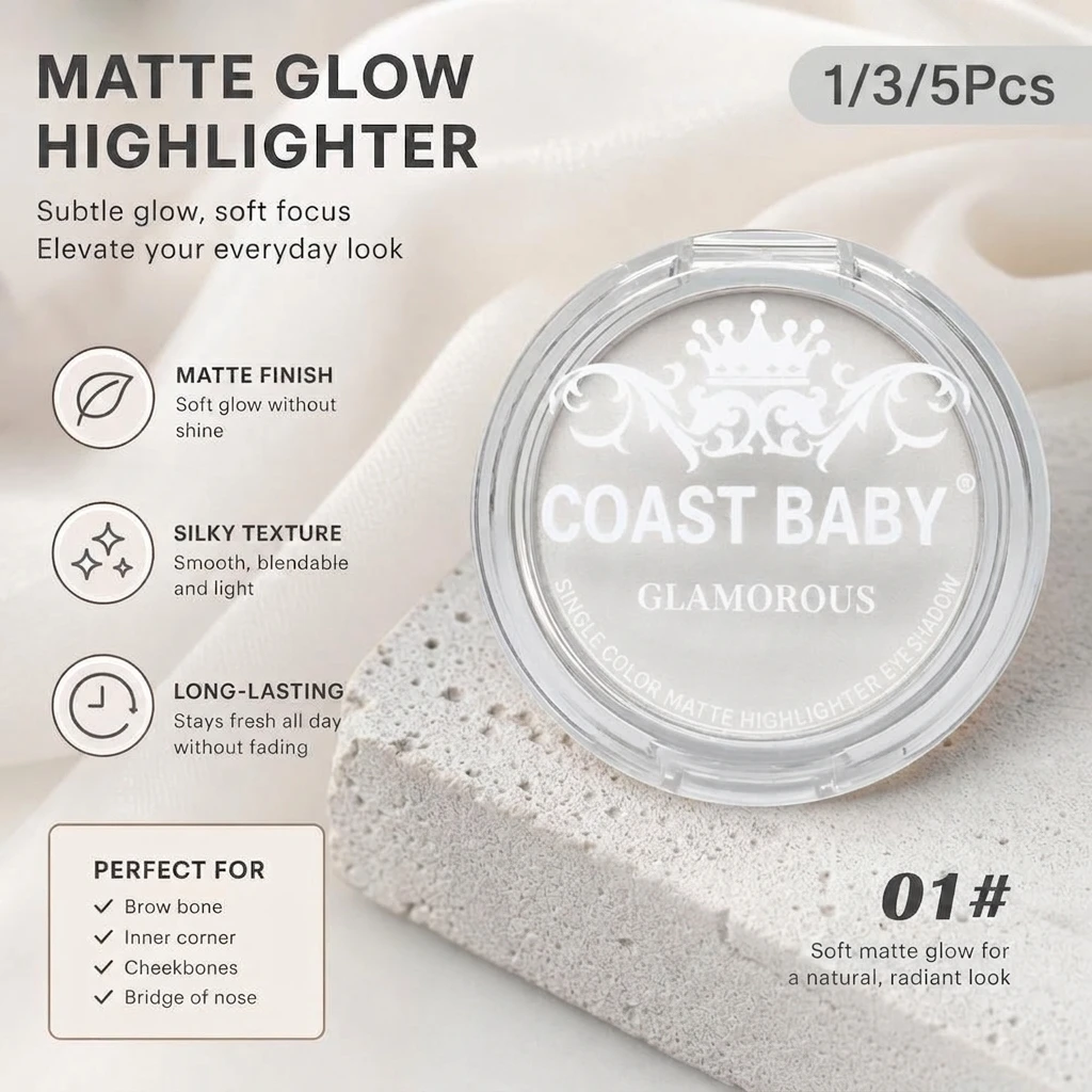 Single Matte Highlighter Palette White Beige Face Nose Brighten Contour Makeup Tea Brown Eye Shadow Lying Silkworm Rouge Powder