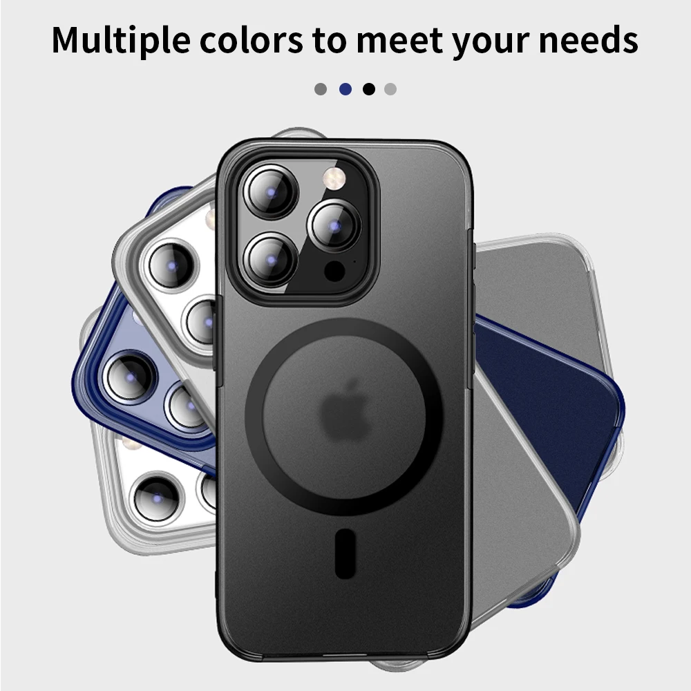 حافظة شحن لاسلكية مغناطيسية من Magsafe ، حافظة لهاتف آيفون 15 برو ماكس و 15 Plus ، غطاء درع متين