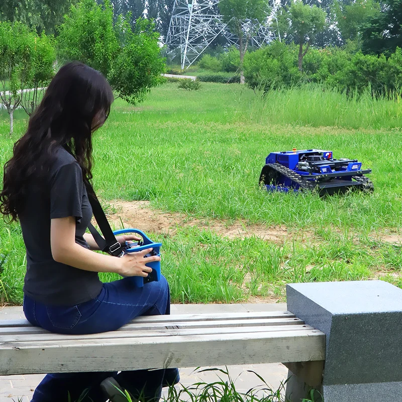 Customized Remote Control Garden Crawler Lawn Mower Small Lawn Mower on Road Slope