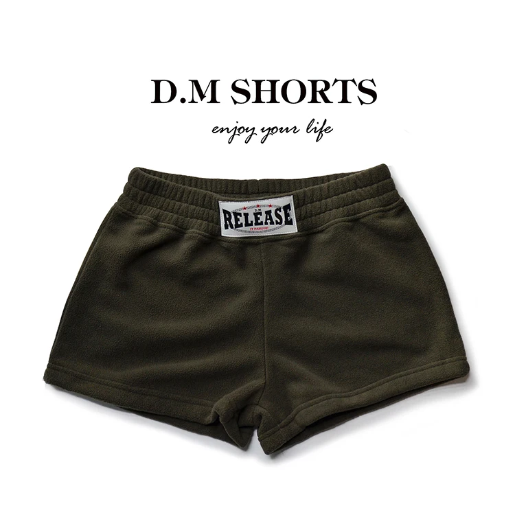 Top Men's Plush Shorts Home Pants Solid Color Boxers Home Fashion Warmth Underwear