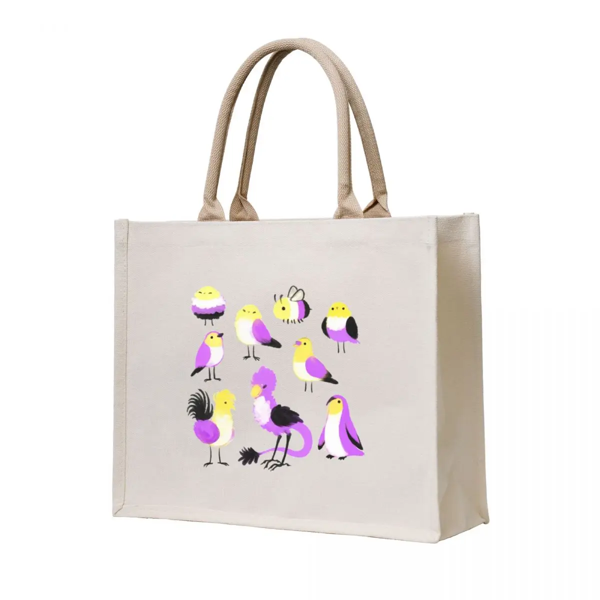 

nonbinary birds and a bee Tote Bag custom bags shopper bag woman bag for beach university shopper
