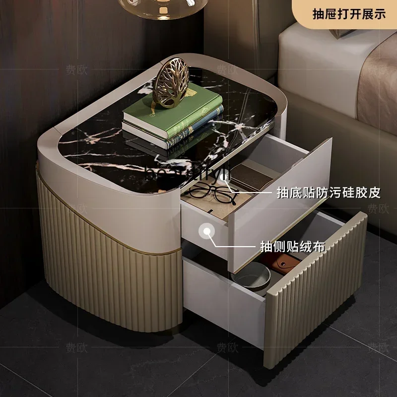 

45cqyLight luxury bedside table marble Italian modern high-end villa large flat floor customization
