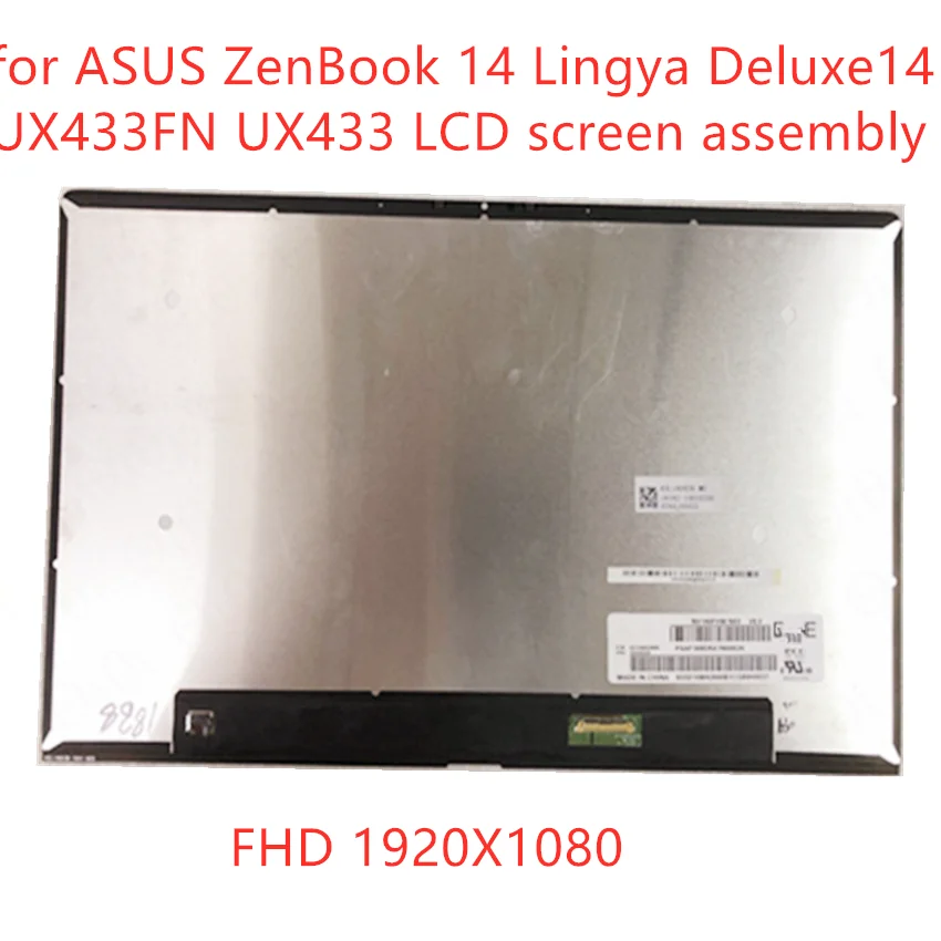 14'' 1920X1080 IPS LCD For ASUS ZenBook 14 Deluxe U4300F UX433FN UX433FA UX433F UX433 NV140FHM-N63 LCD Screen Assembly