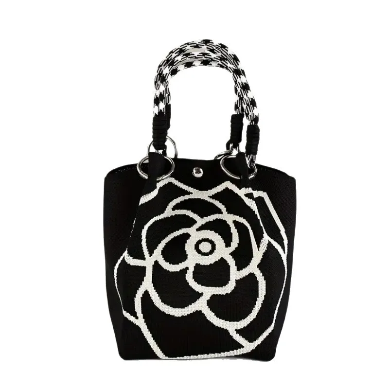 Large Capaci Tote Bag for Commuting and Work Portable Outgoing Portable Handbag Square Ape Ins Sle Knitted Handbag
