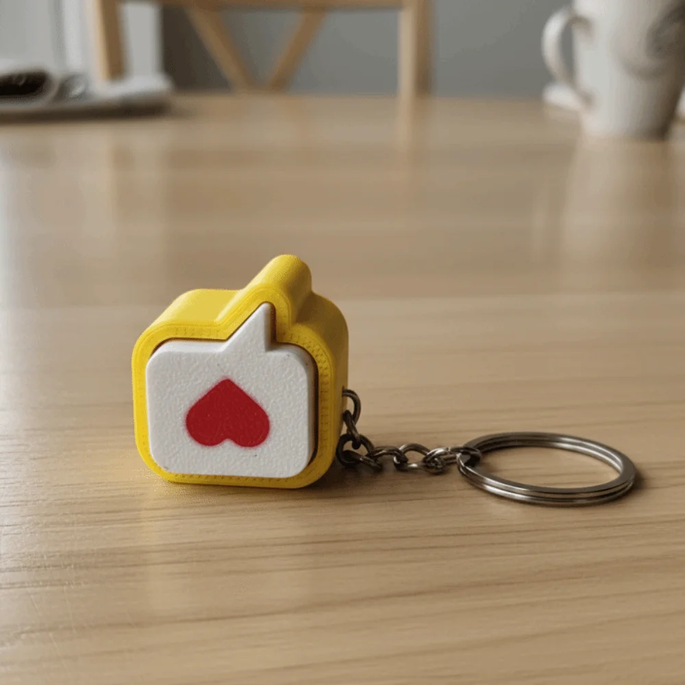 3D Printed Heart Message Fidget Clicker Keychian Stress-Relief Plastic Heart Press Button Bag Charm Yellow Keyboard Bag Pendant