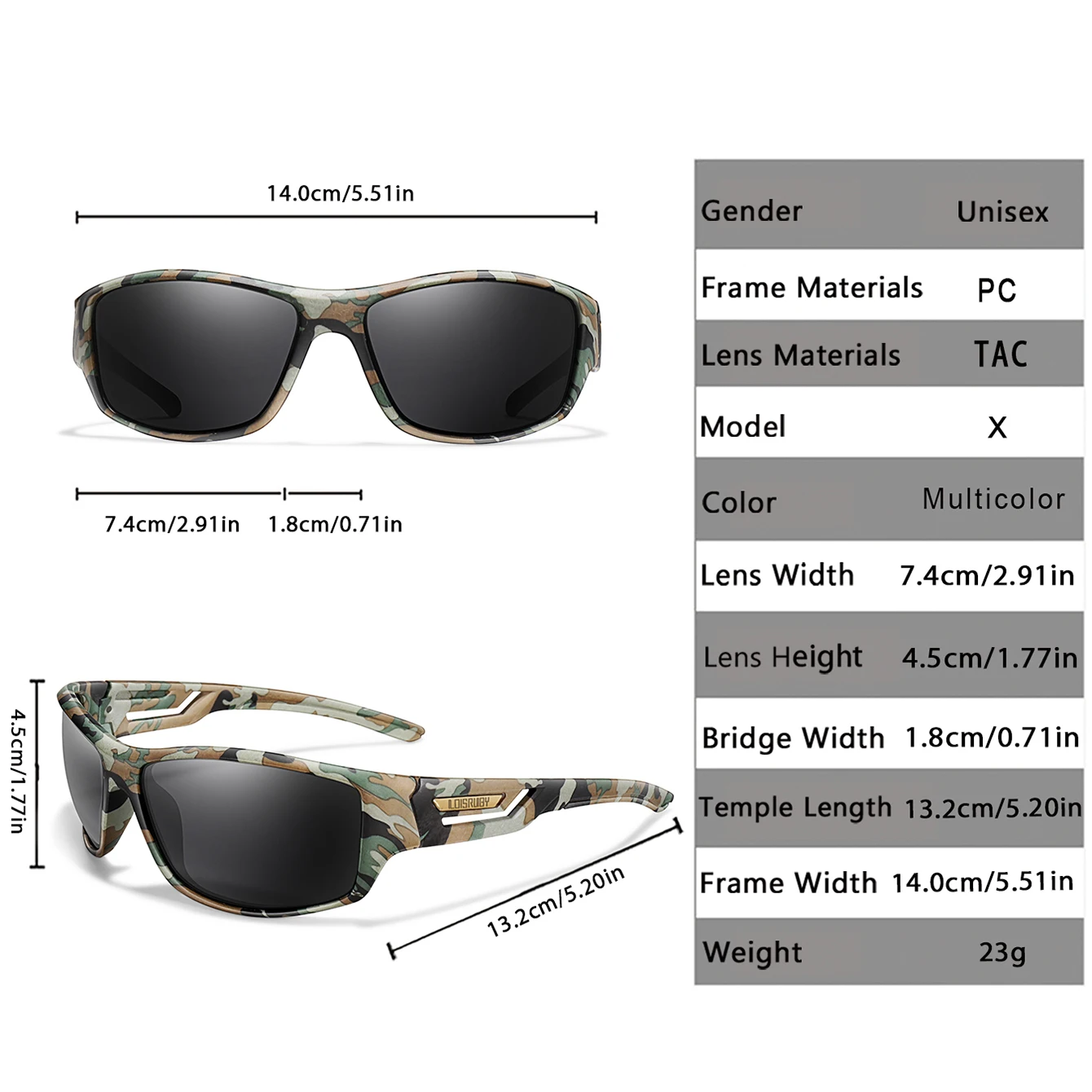 Polarized Sunglasses Men Camo Military Style Festival Gifts UV400 For Cycling Riding Running, Fishing And Driving