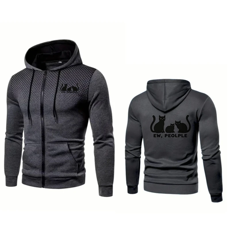 سترة رجالية بغطاء للرأس مطبوعة على شكل قطة زرقاء، تصميم مضحك للأشخاص ملابس رياضية خارجية غير رسمية للرجال #5