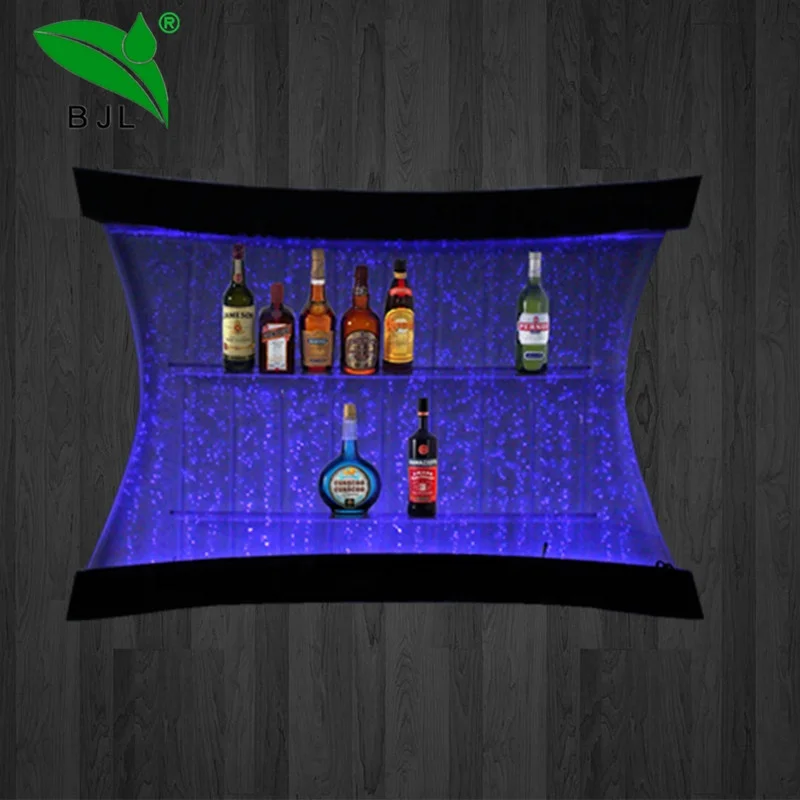 Customized-LED bar furniture acrylic wine display rack with water bubble wall wine display cabinet