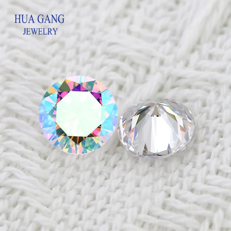 Round Shape AB Multicolor Cubic Zirconia Stone Loose Plating AB Color CZ 1mm~10mm Stones Synthetic Gems For Jewelry Making