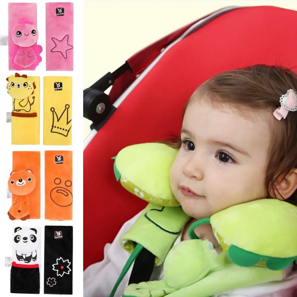 Cute Baby Stroller Accessories Plush Antiwear Strap Protection Pad Baby Car Seat Belt Strap Cover Shoulder Pads