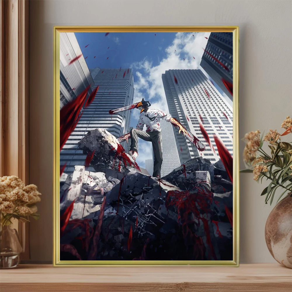 Popular Anime Chainsaw Man Posters Denji Makima Power Prints Canvas Classic Animation Wall Art Pictures Home Room Decoration