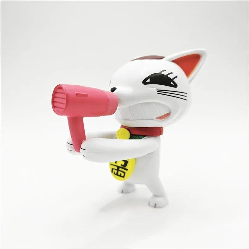 9cm anime dandadan figura turbo vovó o gato da sorte modelo brinquedo boneca aciton figura desktop carro ornamentos chá animal de estimação