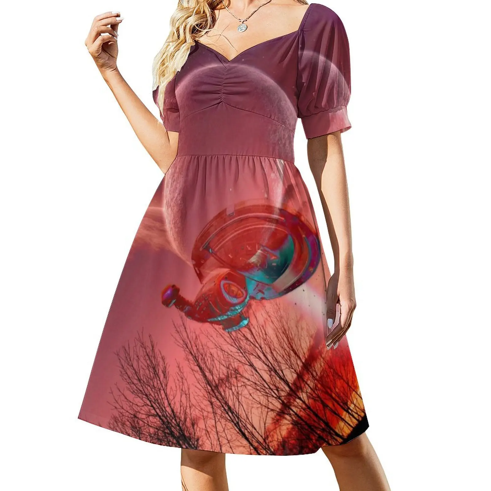 Star Spaceship Women's Elegant Party Dress A-Line Dress With Short/Long/Sleeveless Options Mallybeau Mouse Star Partner Program