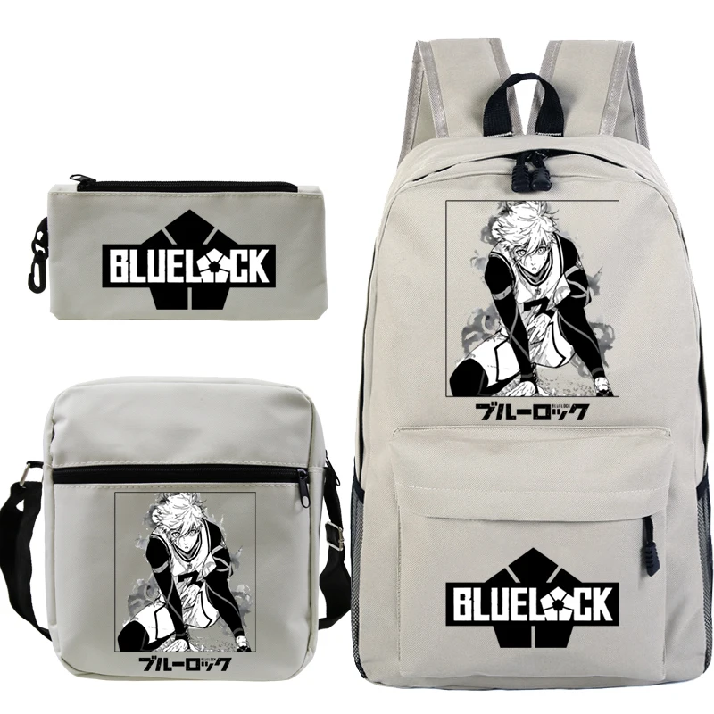 3pcs 애니메이션 블루 잠금 배낭 어깨 가방 연필 케이스 세트 노트북 백 팩 Mochila 학생 학교 책 가방 야외 여행 가방