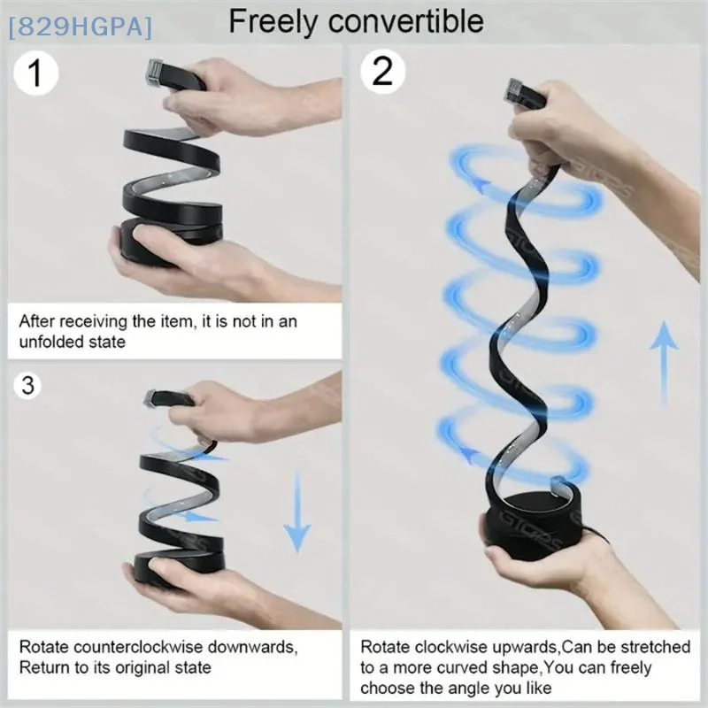 

【HGPA】Modern LED Bedside Lamp Adjustable Spiral Night Light USB Powered For Bedroom Living Room Office Decoration