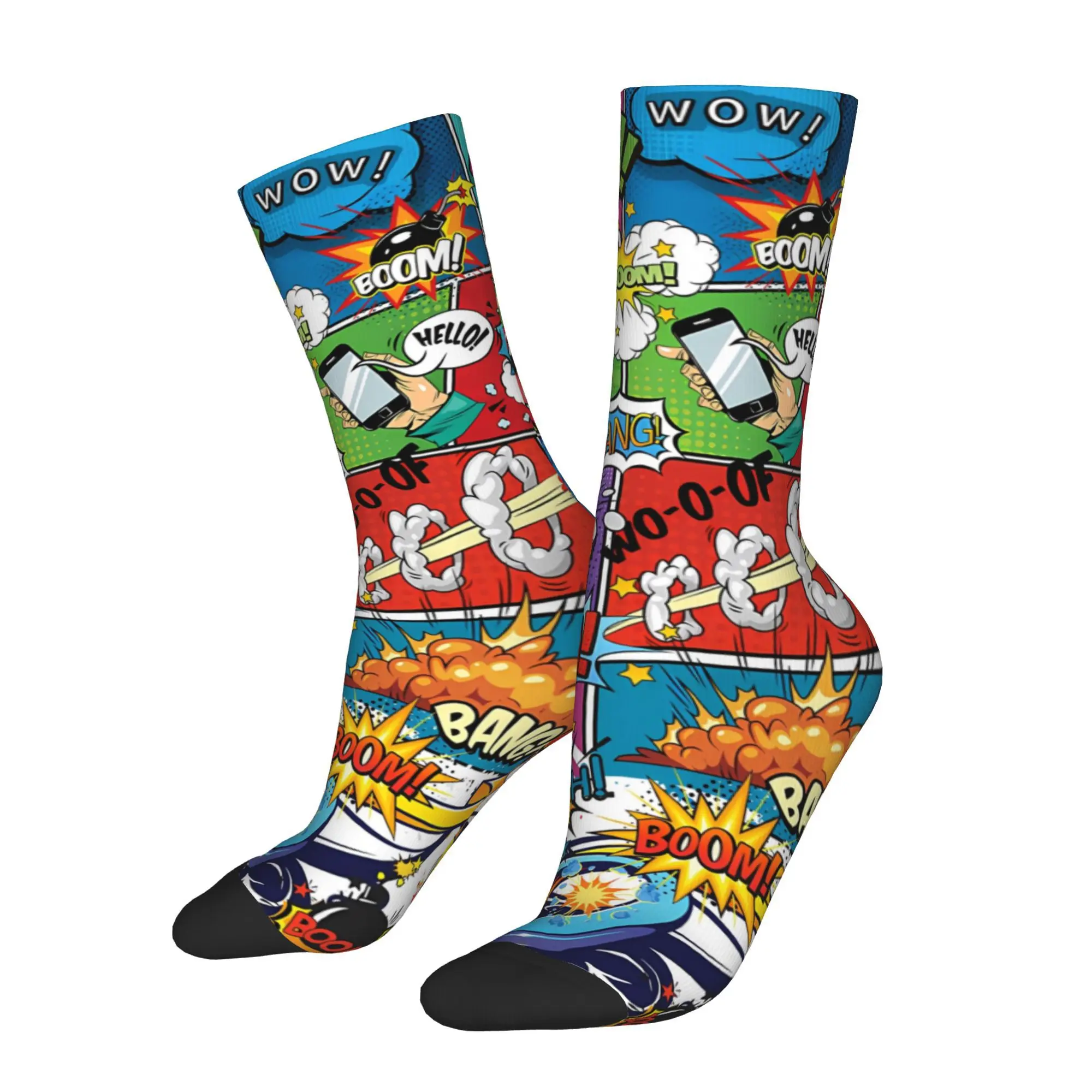 

Retro Hey Smack Men's Socks Unisex Harajuku Seamless Printed Happy Crew Sock Gift