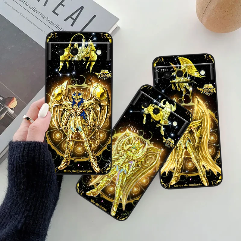 Saint Seiya 12 Constellations For Google Pixel 8 7A 7 6A 6 5A 5 4 4A XL 5G Black Silicon Shockproof Shell TPU Phone Case